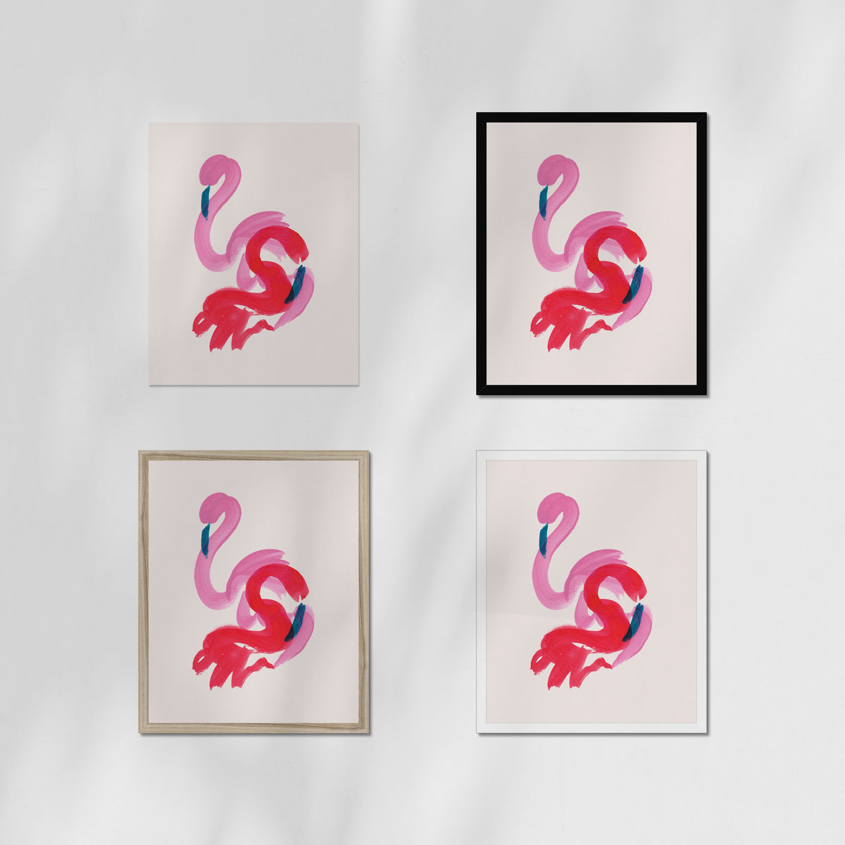 Ink Flamingo Pair Fine Art Print
