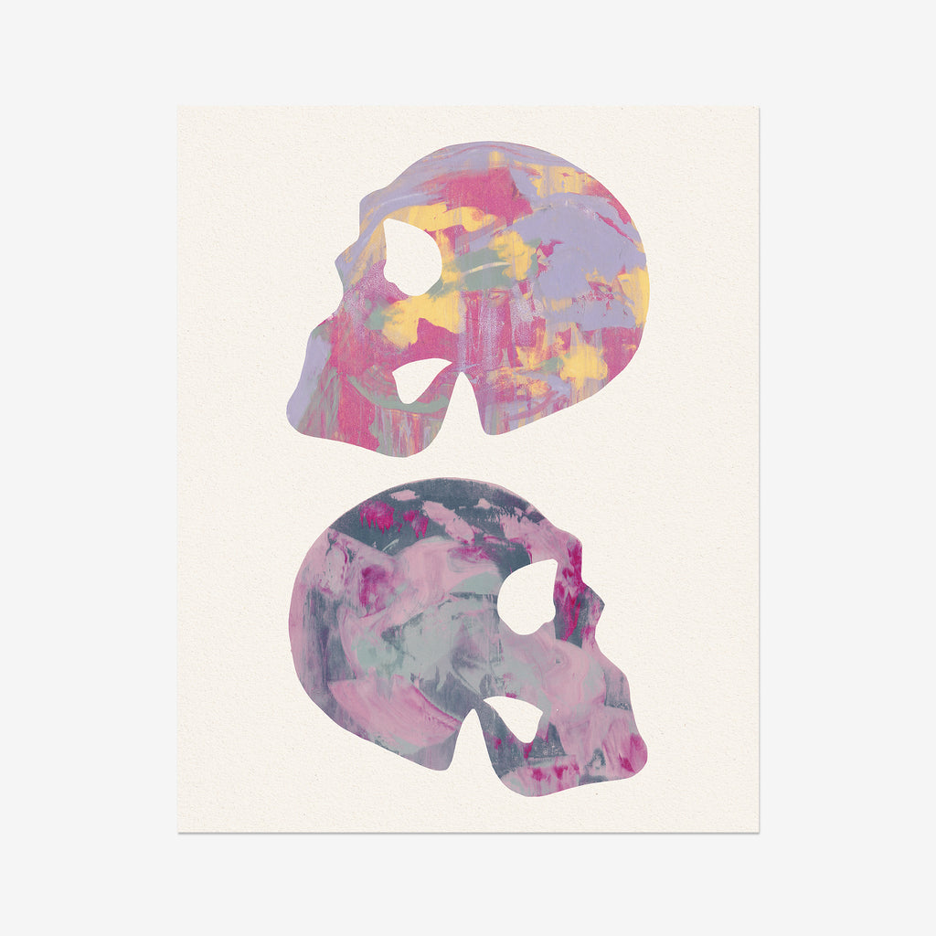 Skull Monotype Pair Fine Art Print