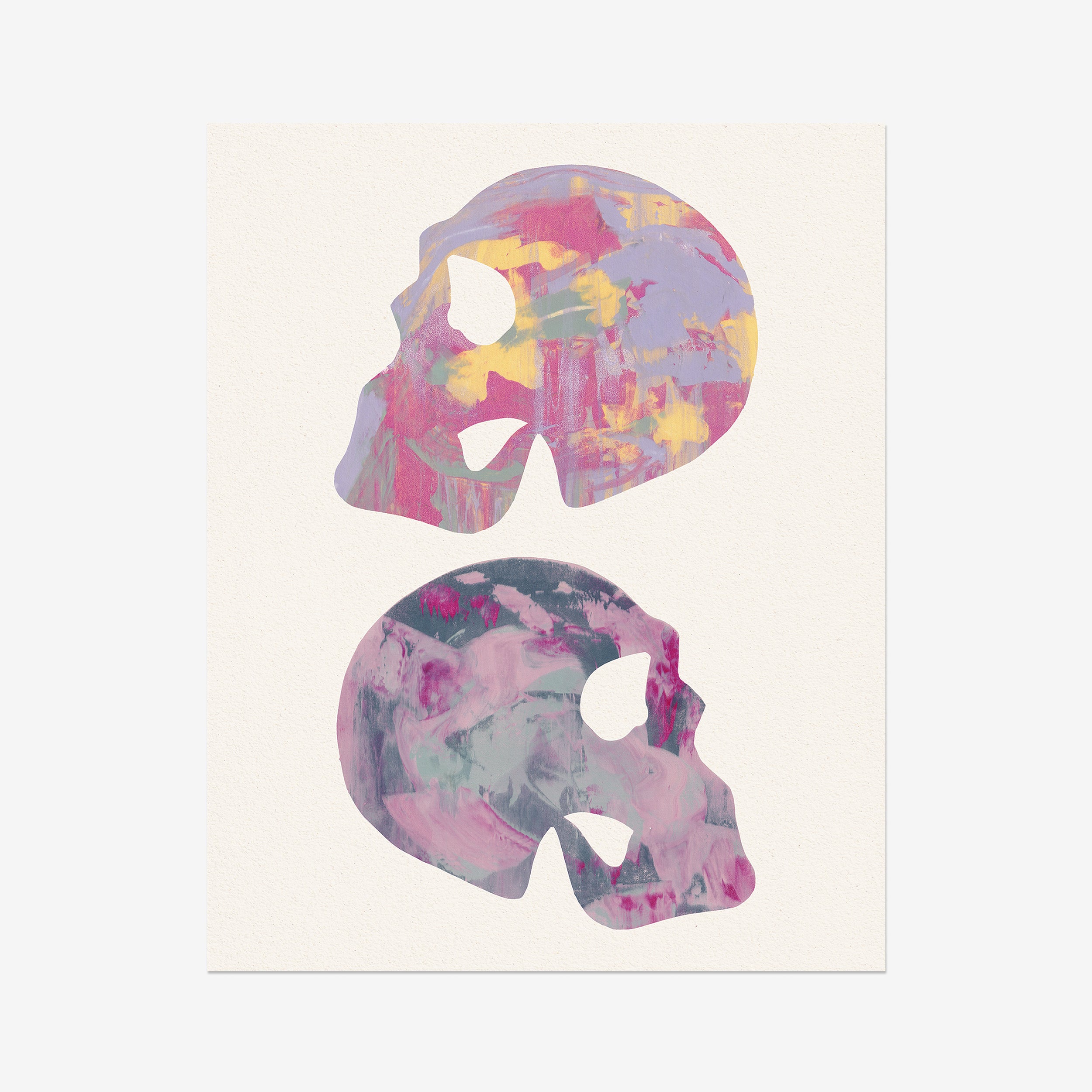 Skull Monotype Pair Fine Art Print