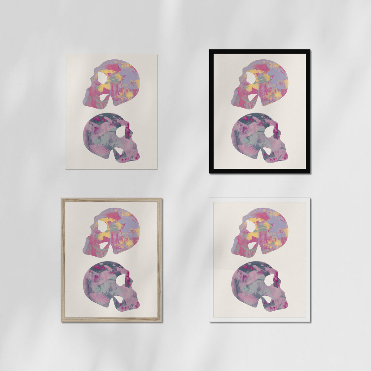 Skull Monotype Pair Fine Art Print